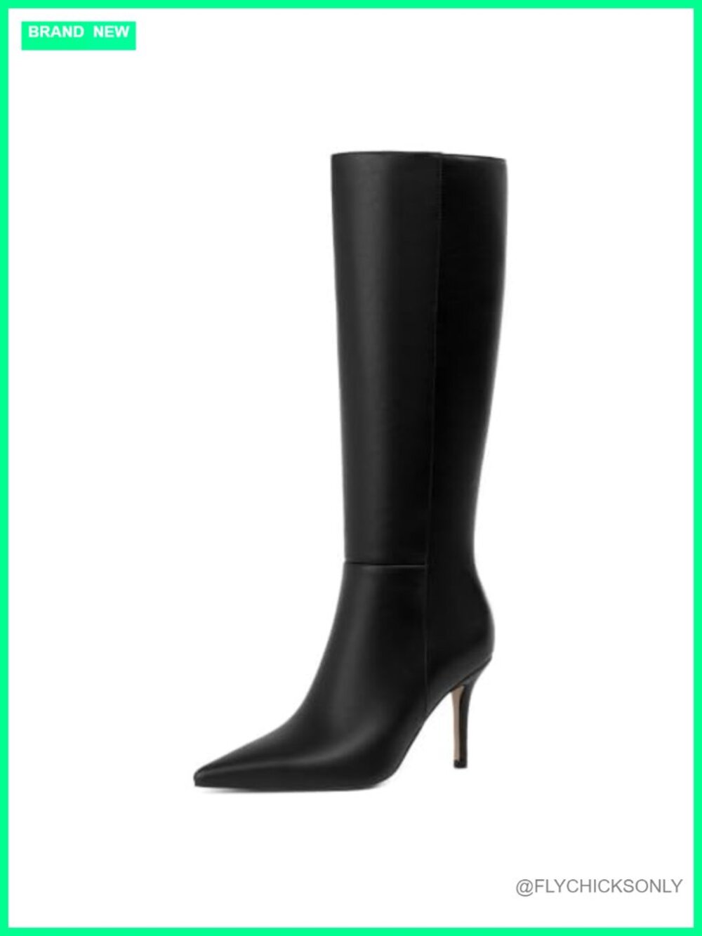 Women's Knee High Boots Pointed Toe Stiletto Heel Faux Leather